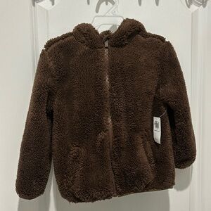 Old navy brown fleece Sherpa hoodie for kids